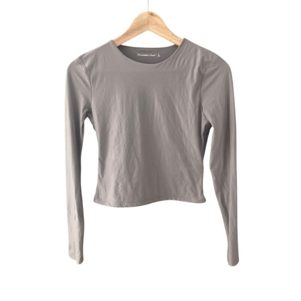 Abercrombie & Fitch Long Sleeve Fitted Top Taupe Small